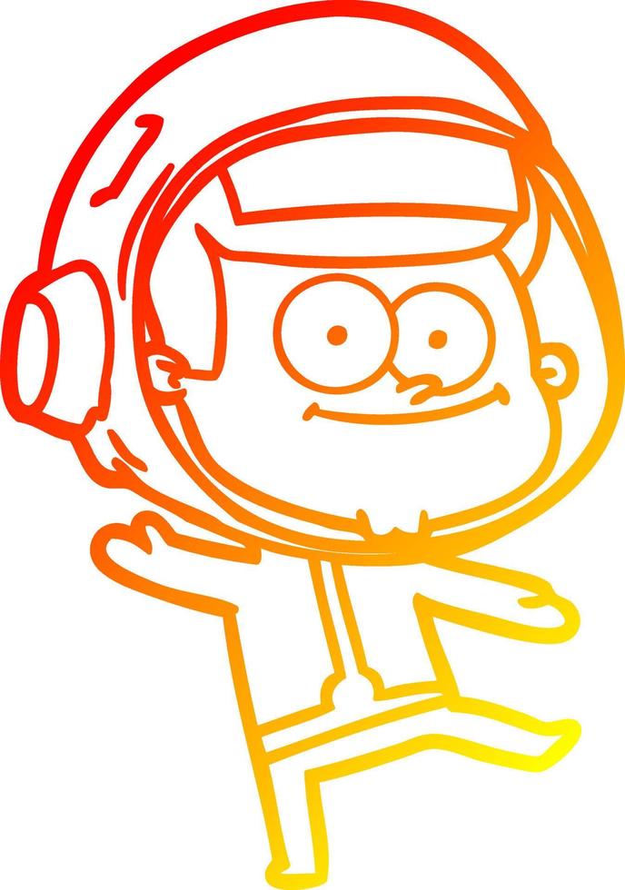 warm gradient line drawing happy astronaut cartoon vector