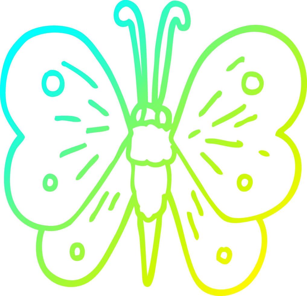 cold gradient line drawing cartoon butterfly vector