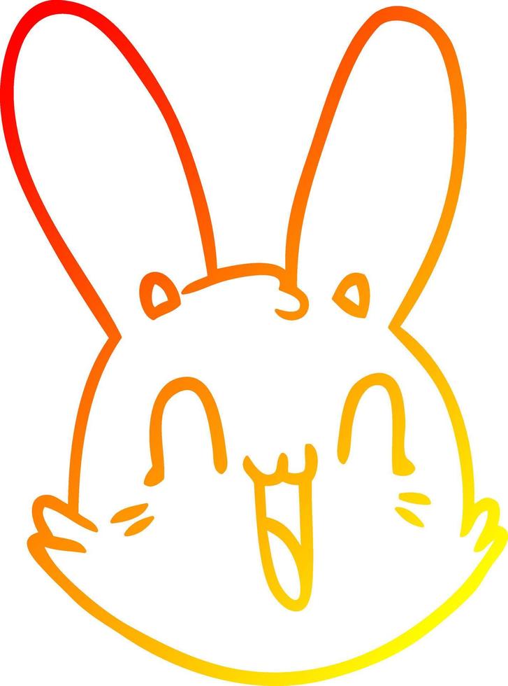 warm gradient line drawing cartoon crazy happy bunny face vector