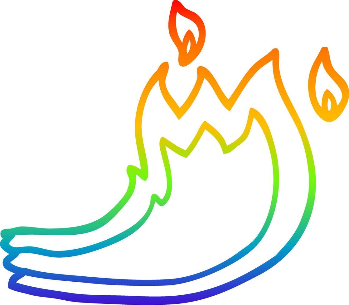 rainbow gradient line drawing cartoon fire flame vector