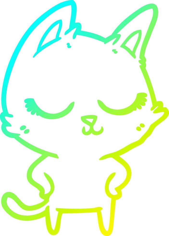 cold gradient line drawing calm cartoon cat vector