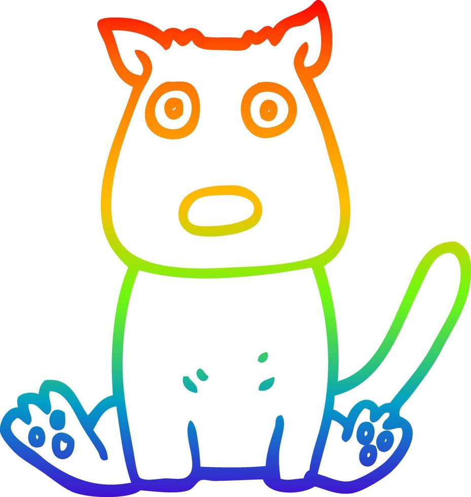 rainbow gradient line drawing cartoon calm dog vector