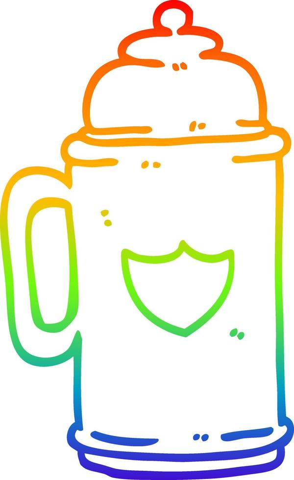 rainbow gradient line drawing cartoon traditional beer tankard vector