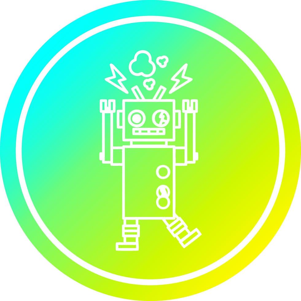 malfunctioning robot circular in cold gradient spectrum vector
