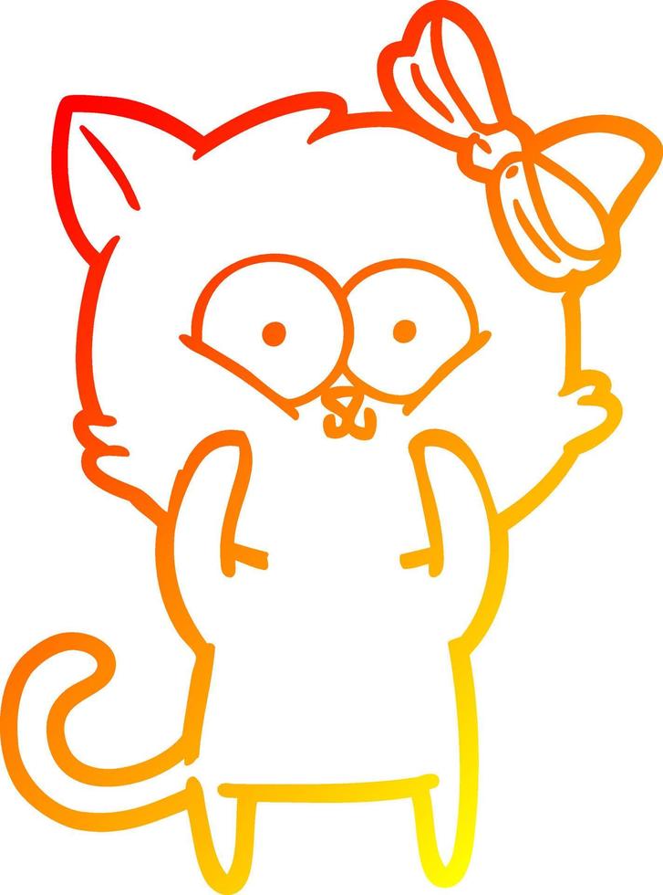 warm gradient line drawing cartoon cat vector