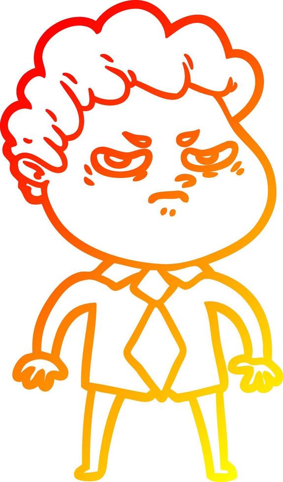 warm gradient line drawing cartoon angry man vector