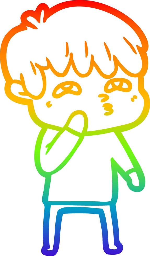 rainbow gradient line drawing cartoon curious man vector
