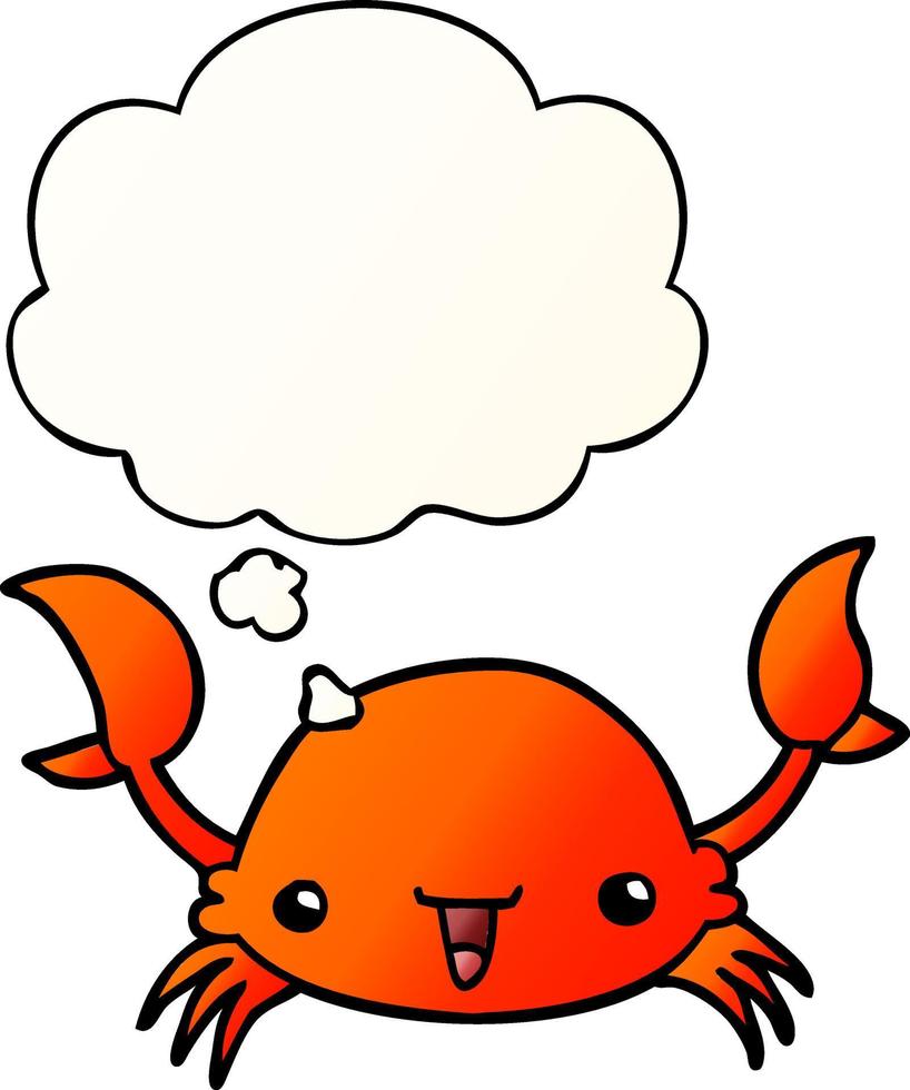 cartoon crab and thought bubble in smooth gradient style vector