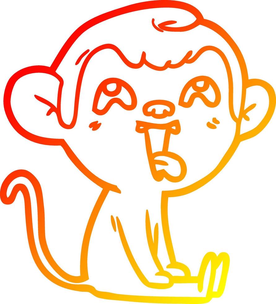 warm gradient line drawing crazy cartoon monkey vector