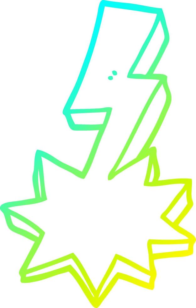 cold gradient line drawing cartoon lightning strike vector