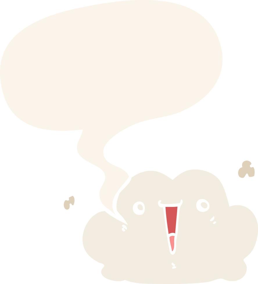 cute cartoon cloud and speech bubble in retro style vector