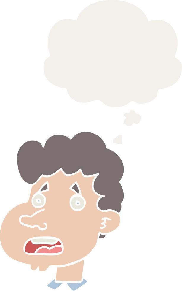 cartoon shocked man and thought bubble in retro style vector