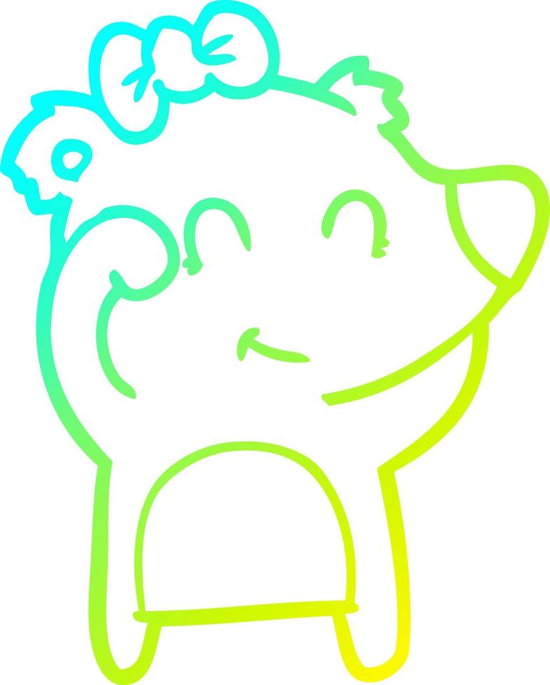 cold gradient line drawing female bear cartoon vector