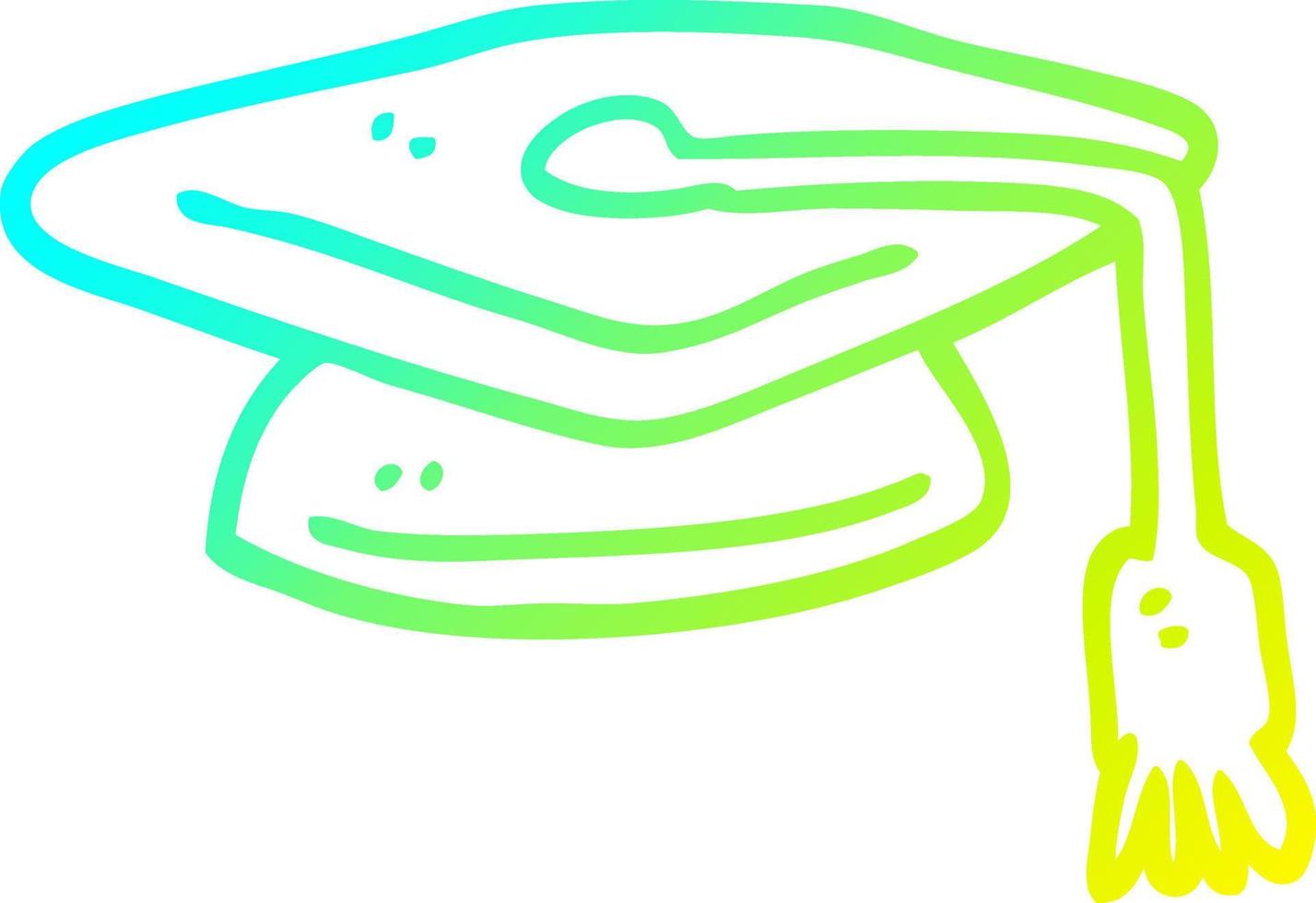 sombrero de graduación de dibujos animados de dibujo de línea de gradiente frío vector