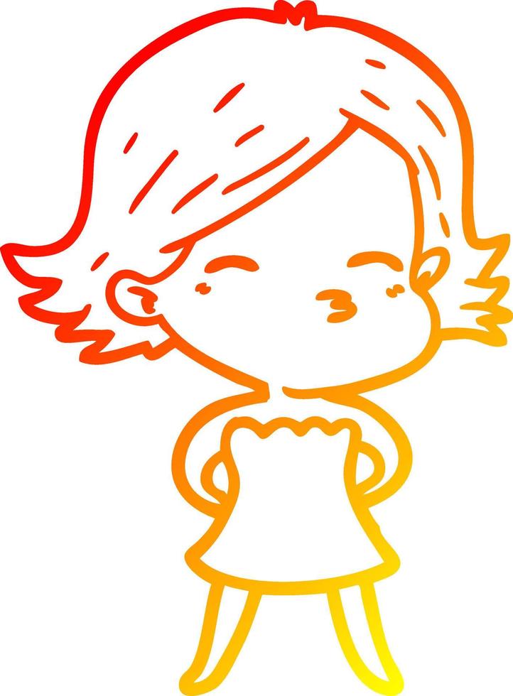 warm gradient line drawing cartoon woman vector