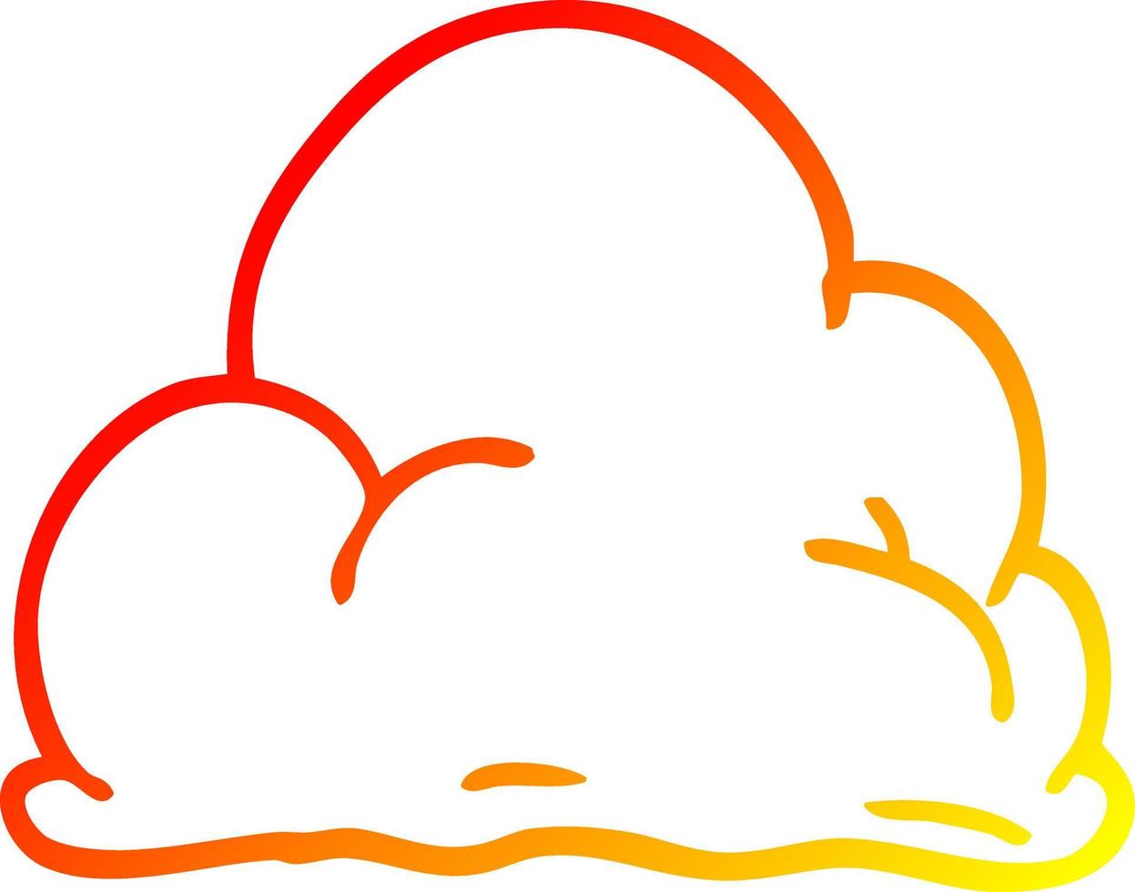 warm gradient line drawing cartoon storm cloud vector