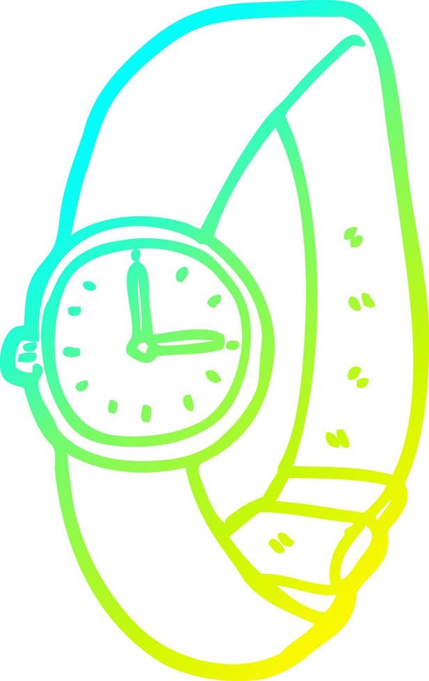 cold gradient line drawing cartoon wrist watch vector