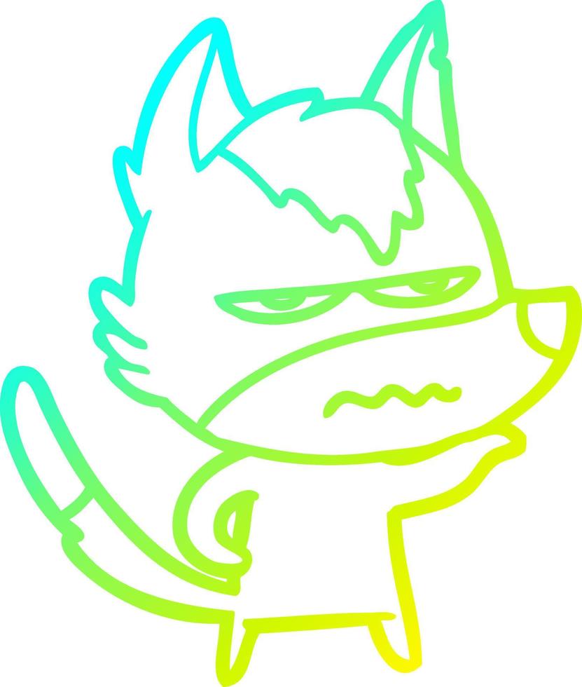 cold gradient line drawing cartoon annoyed wolf vector