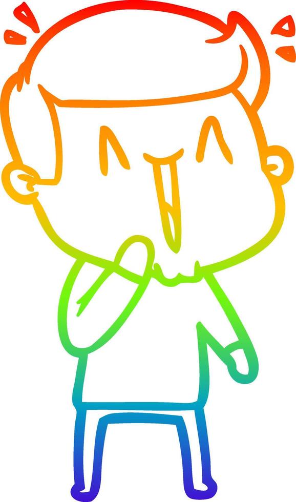 rainbow gradient line drawing cartoon excited man vector
