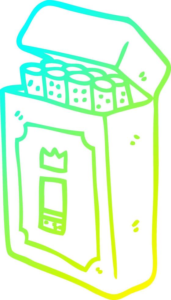 cold gradient line drawing cartoon pack of cigarettes vector