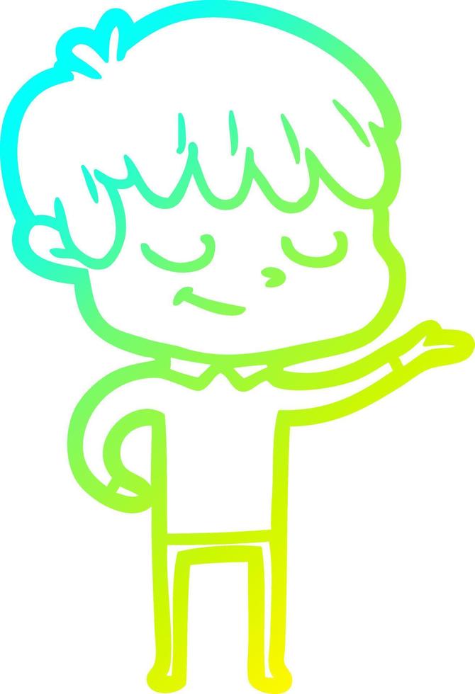 cold gradient line drawing cartoon happy boy vector