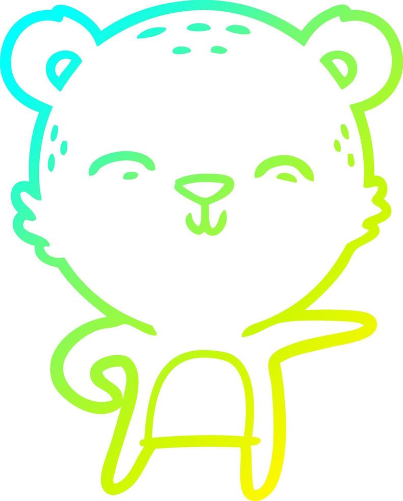 cold gradient line drawing happy cartoon bear vector