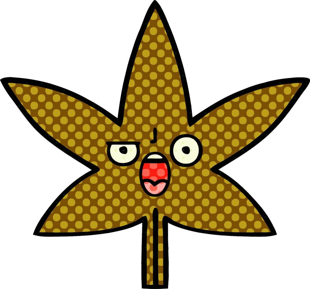 comic book style cartoon autumnal leaf vector