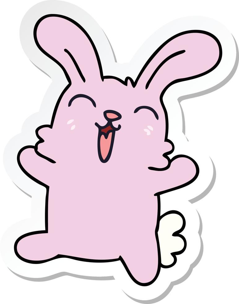 pegatina de un peculiar conejo de dibujos animados dibujados a mano vector