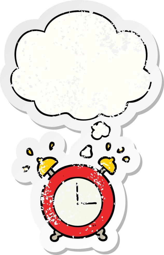 alarm clock and thought bubble as a distressed worn sticker vector