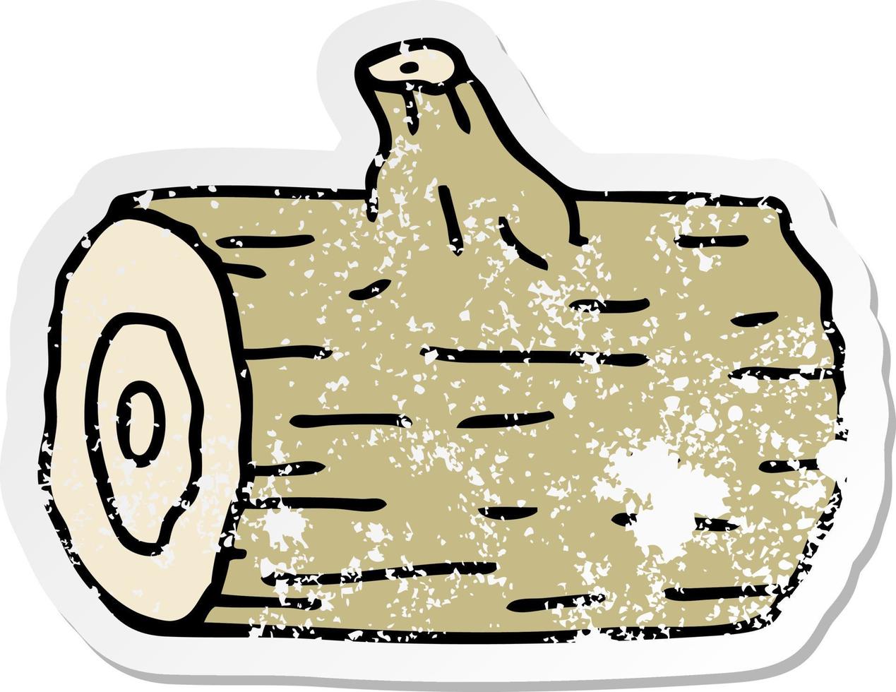 distressed sticker of a quirky hand drawn cartoon wooden log vector