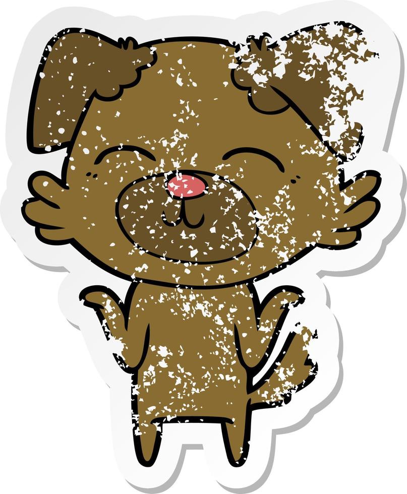 distressed sticker of a cartoon dog vector