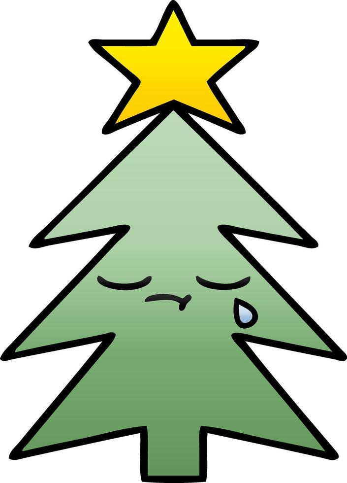 gradient shaded cartoon christmas tree vector