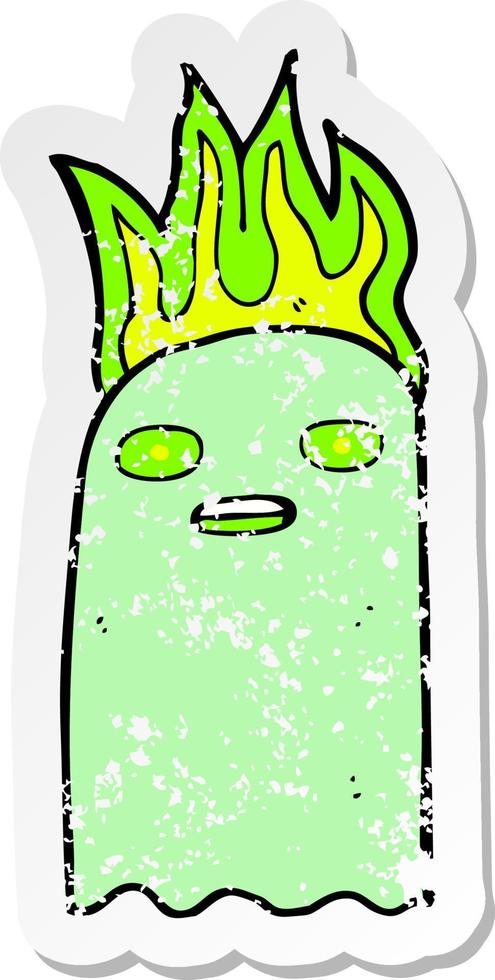 retro distressed sticker of a funny cartoon ghost vector