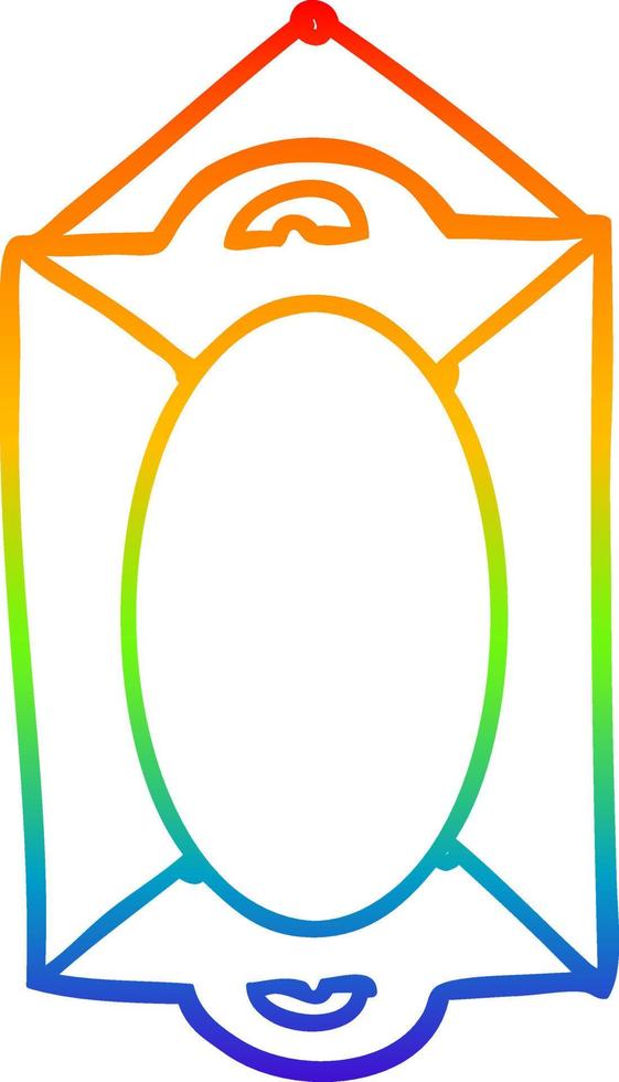 rainbow gradient line drawing framed old mirror vector