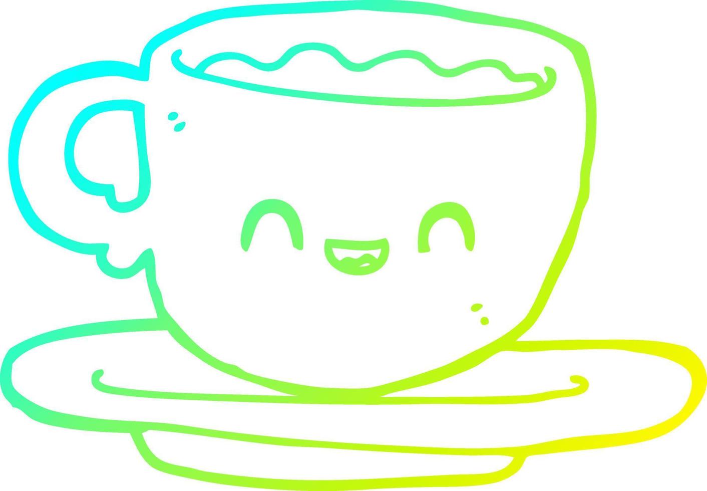 cold gradient line drawing cartoon hot cup of coffee vector