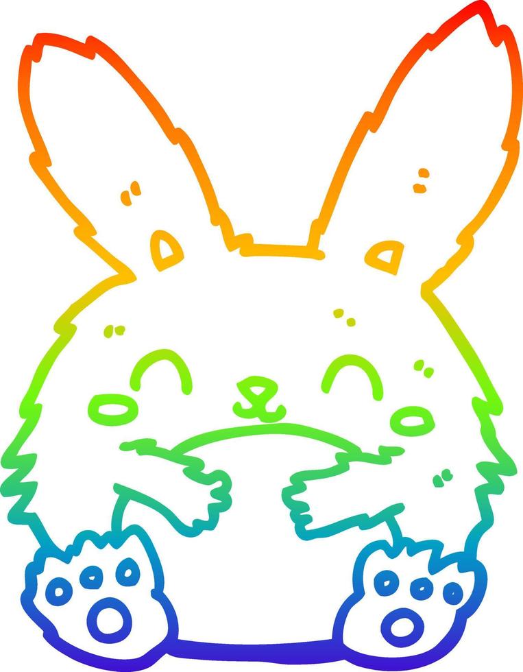rainbow gradient line drawing cute cartoon rabbit vector