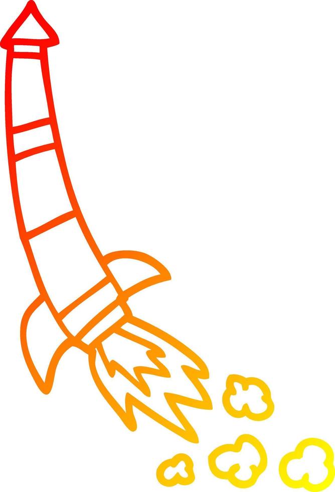 warm gradient line drawing cartoon space rocket vector