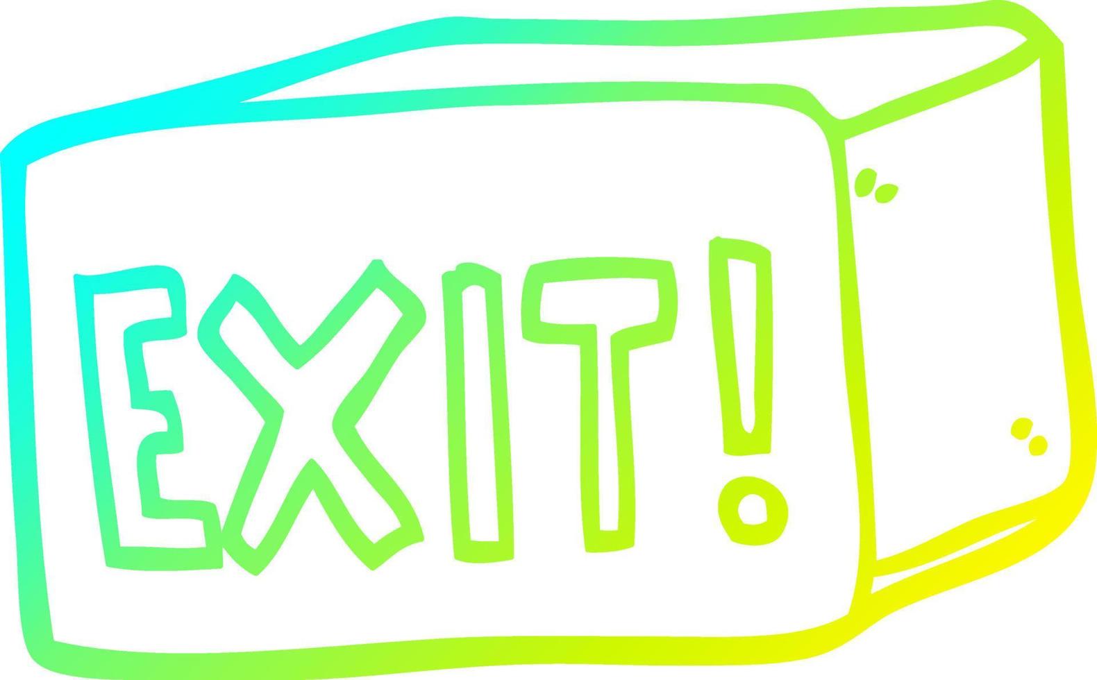 cold gradient line drawing cartoon exit sign vector