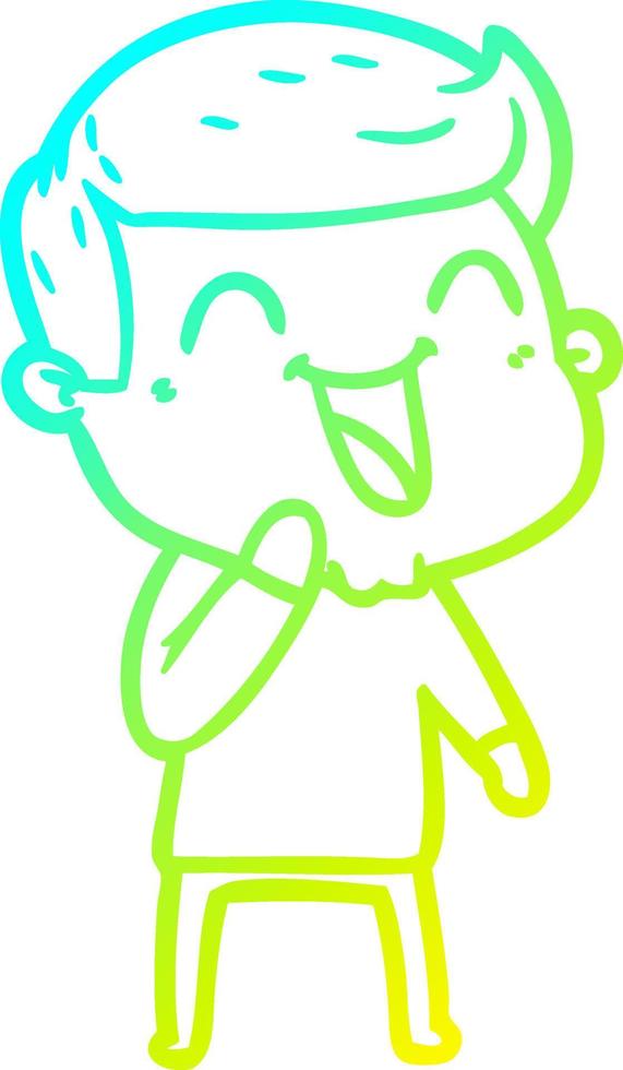 cold gradient line drawing cartoon man laughing vector
