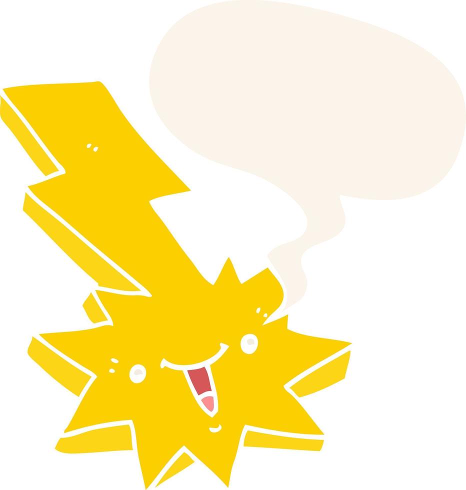 cartoon lightning strike and speech bubble in retro style vector