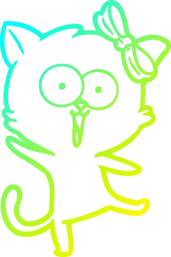 cold gradient line drawing cartoon cat vector