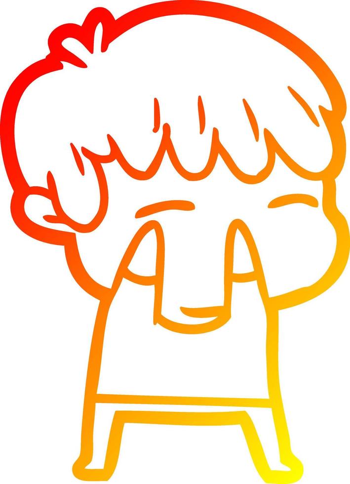 warm gradient line drawing cartoon curious boy vector