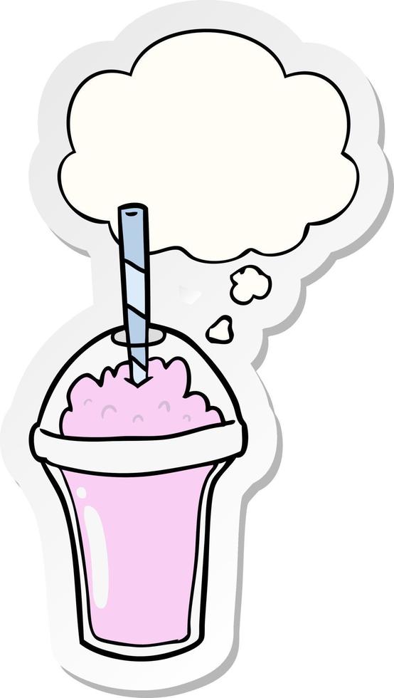 cartoon smoothie and thought bubble as a printed sticker vector