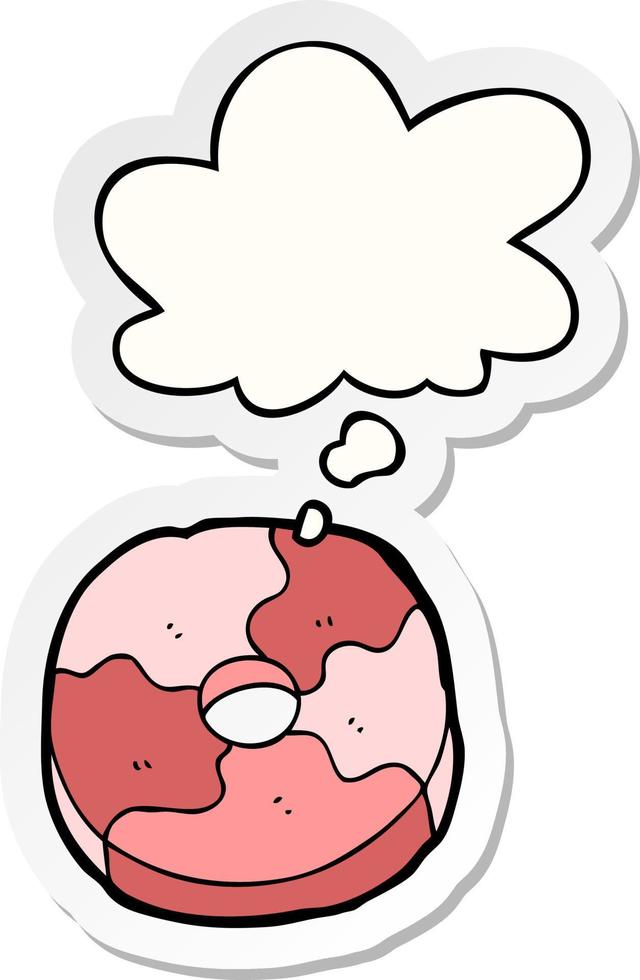 cartoon biscuit and thought bubble as a printed sticker vector