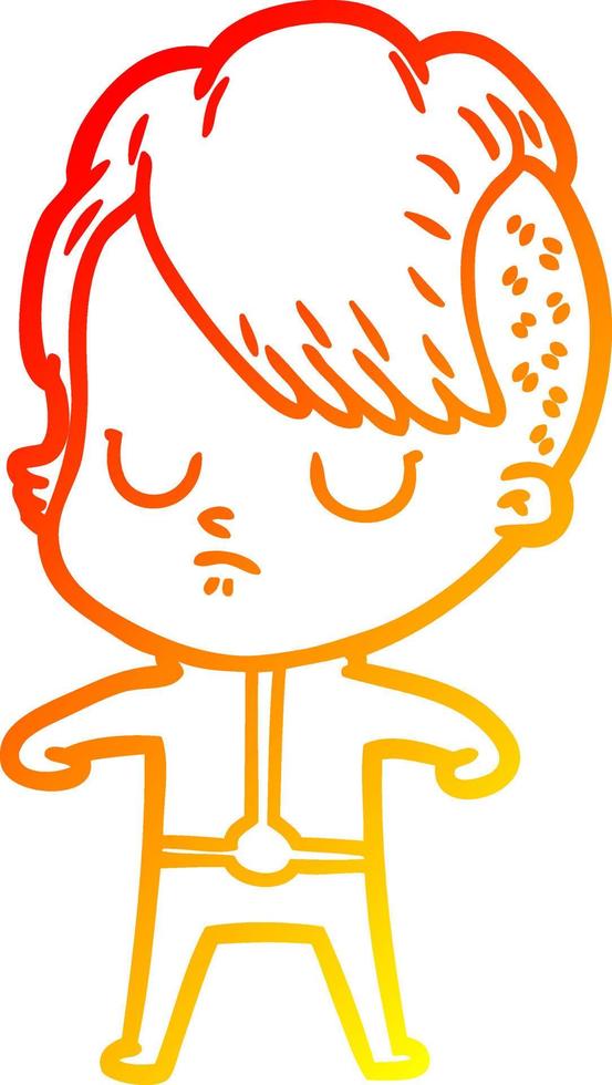 warm gradient line drawing cartoon woman vector