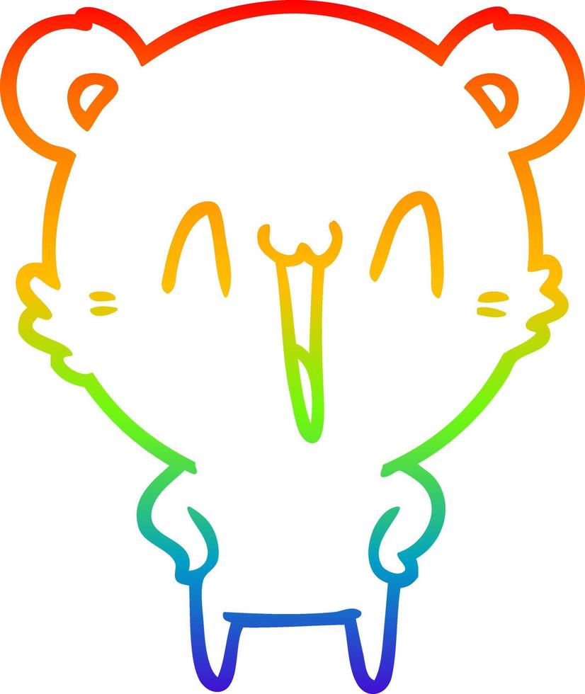 rainbow gradient line drawing happy polar bear cartoon vector