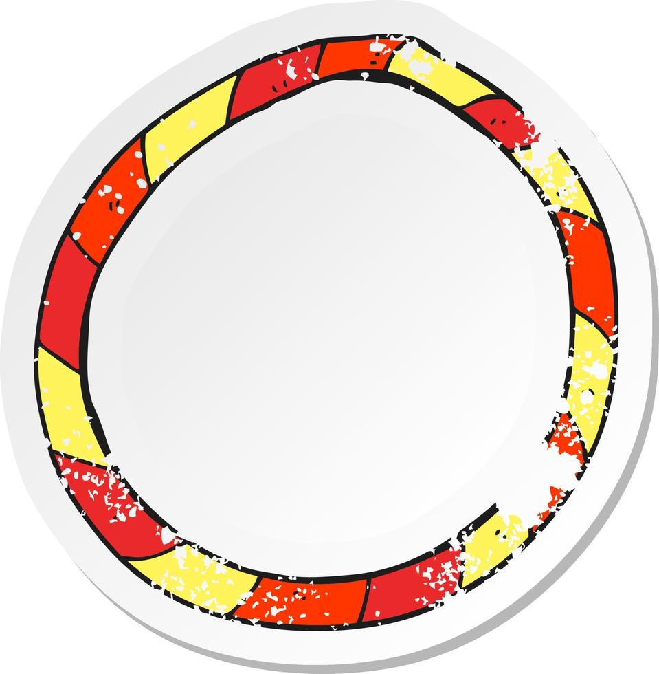 retro distressed sticker of a cartoon hula hoop vector