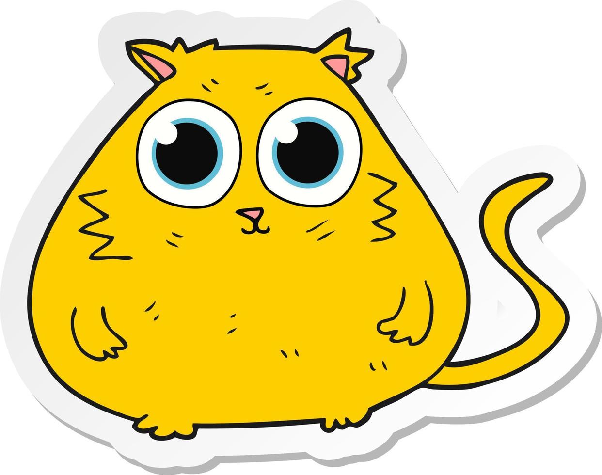 pegatina de un gato de dibujos animados con ojos grandes y bonitos vector