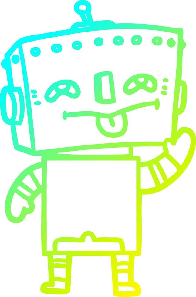 cold gradient line drawing cartoon robot vector