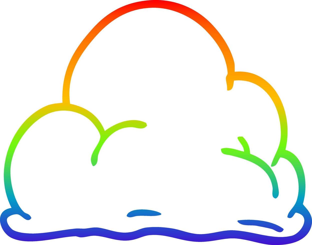 dibujo de línea de gradiente de arco iris nube de tormenta de dibujos animados vector